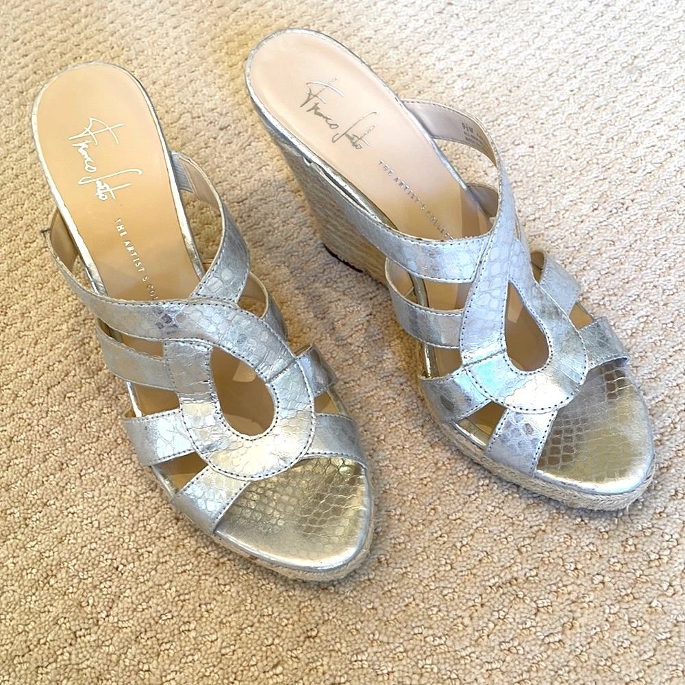 Silver Platform Sandals by Franco Sarto